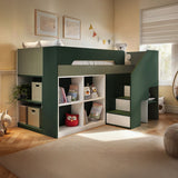 Flair Quinn Staircase Mid Sleeper Bed with Storage Green