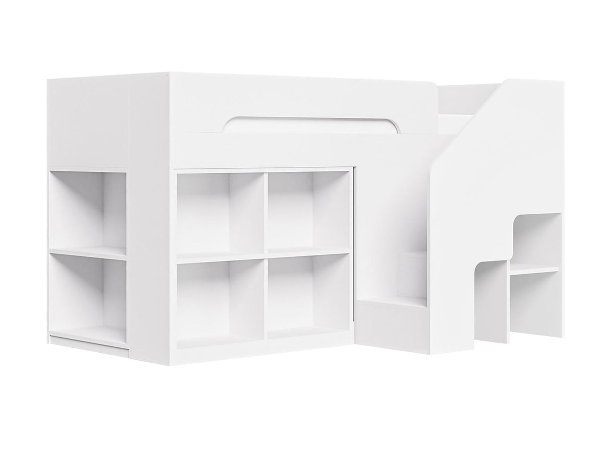 Flair Quinn Staircase Mid Sleeper Bed with Storage White
