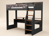 Recoil Ultimate Lumi Gaming High Sleeper with Desk Charcoal & Orange Single