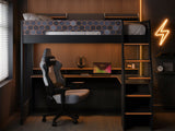 Recoil Ultimate Lumi Gaming High Sleeper with Desk Charcoal & Orange Single