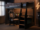 Recoil Ultimate Lumi Gaming High Sleeper with Desk Charcoal & Orange Single