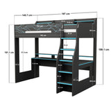Recoil Ultimate Neon Small Double Gaming High Sleeper Charcoal & Blue