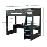 Recoil Ultimate Neon Single Gaming High Sleeper Charcoal & Blue