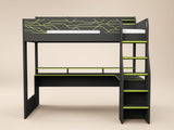 Recoil Ultimate Vivid Gaming High Sleeper with Desk Charcoal & Green Single