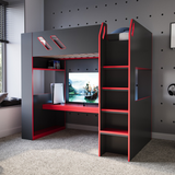 Recoil Orbit Gaming High Sleeper with Adjustable Height Desk Black & Red