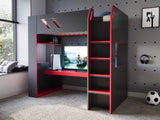 Recoil Orbit Gaming High Sleeper with Adjustable Height Desk Black & Red