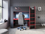 Recoil Orbit Gaming High Sleeper with Adjustable Height Desk Black & Red