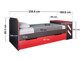 Recoil Portal Gaming Single Bed with Drawer Black & Red