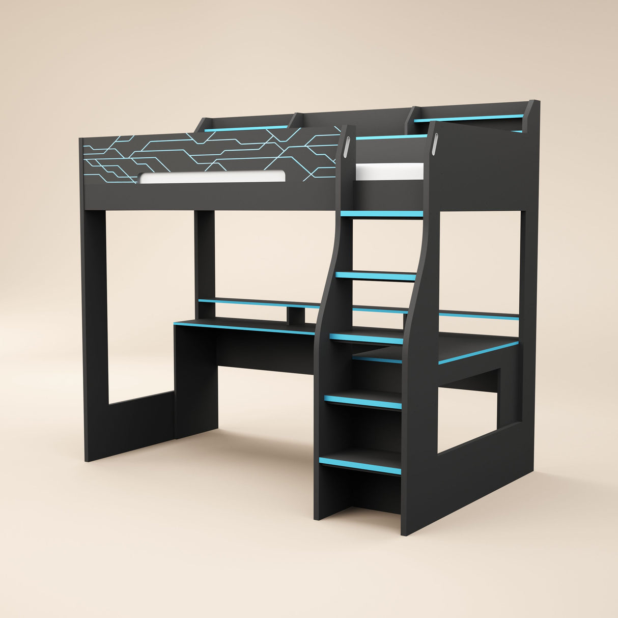 Recoil Ultimate Neon Small Double Gaming High Sleeper Charcoal & Blue