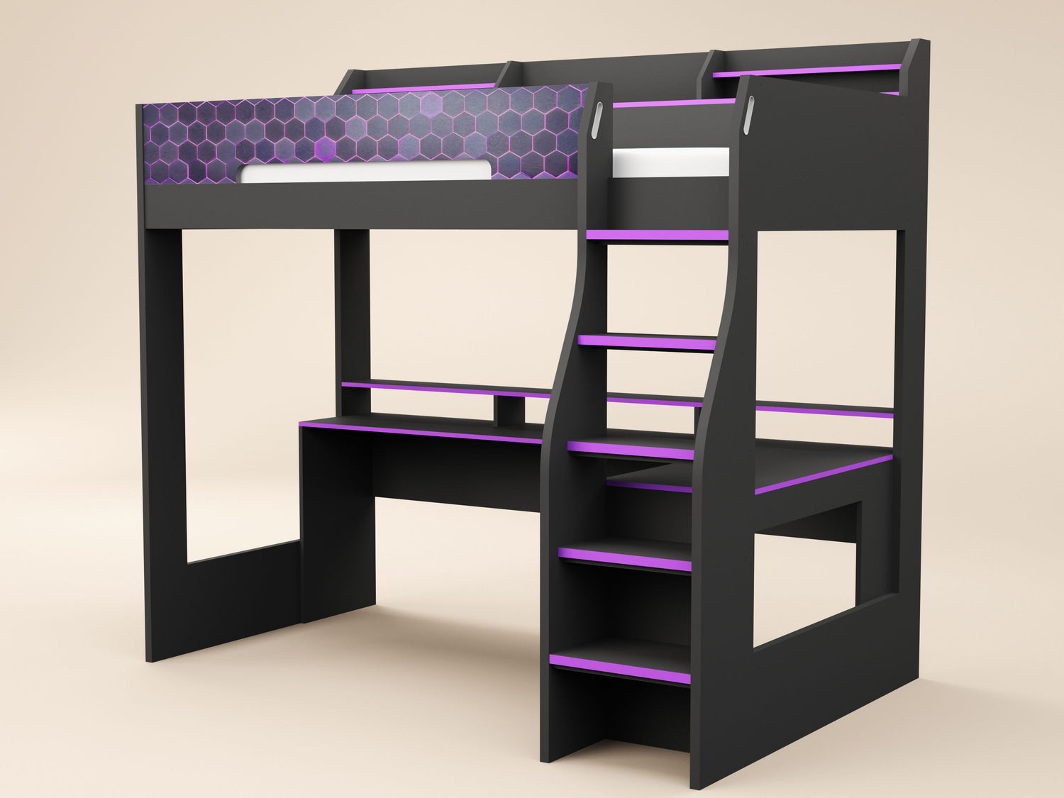 Recoil Ultimate Violet Single Gaming High Sleeper Charcoal & Purple