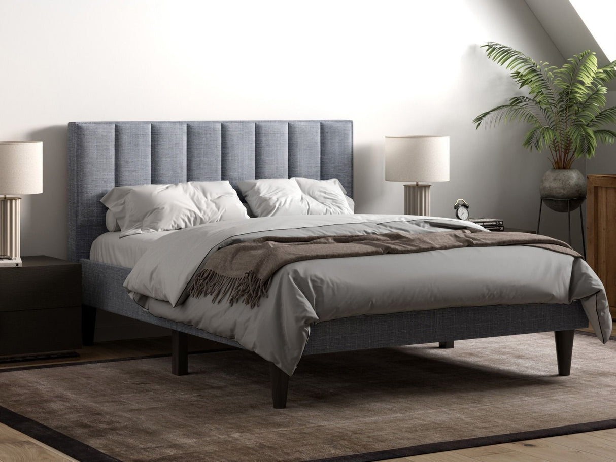 Flair Riverside Double Fabric Bed Grey