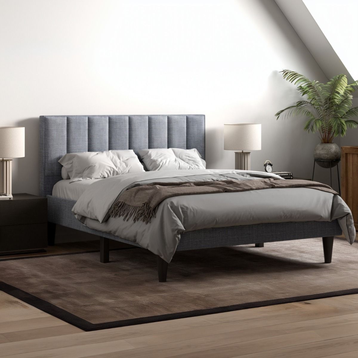 Flair Riverside Double Fabric Bed Grey