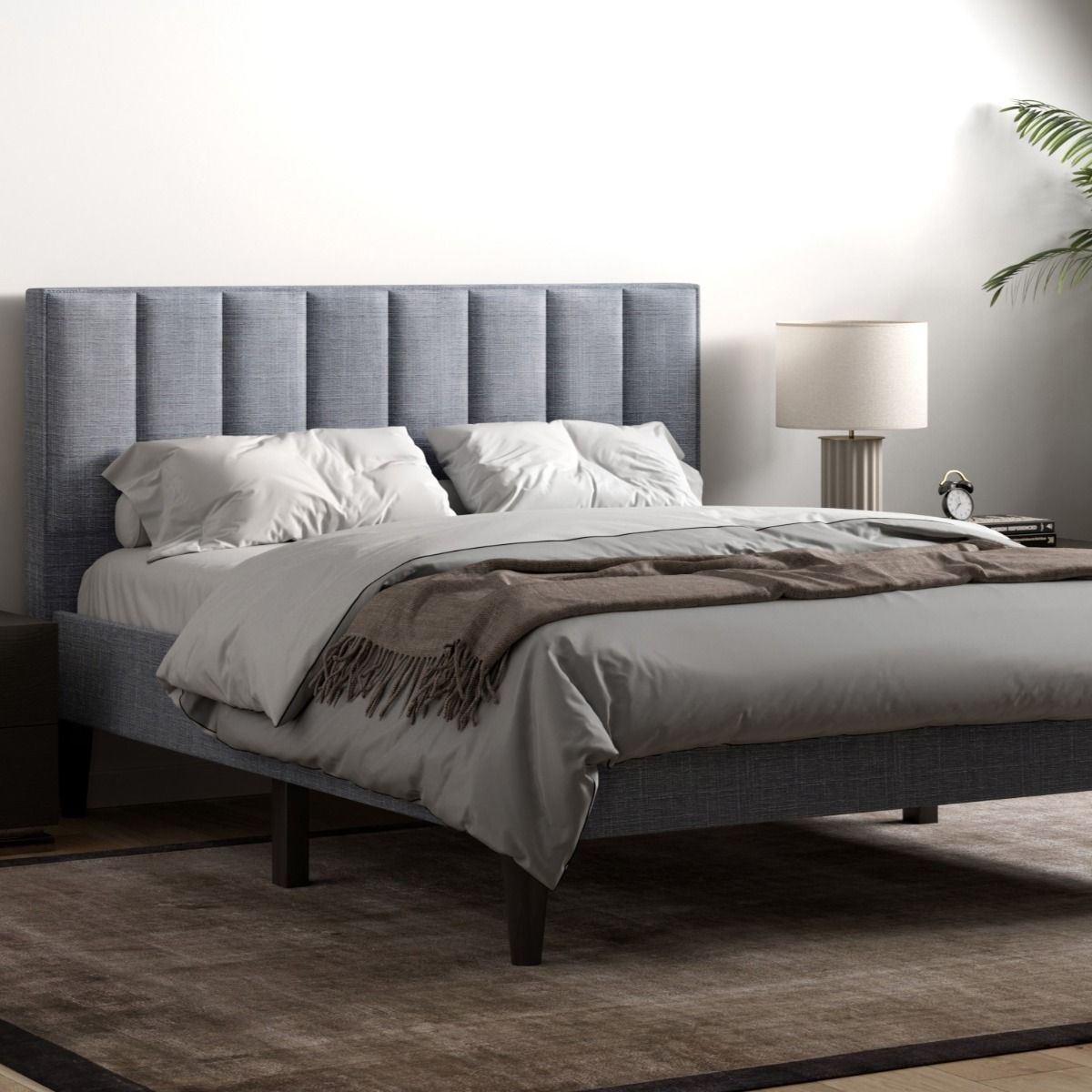 Flair Riverside Double Fabric Bed Grey