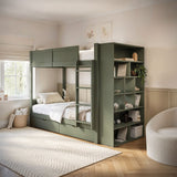 Flair Ruby Wooden Bunk Bed with Storage Green