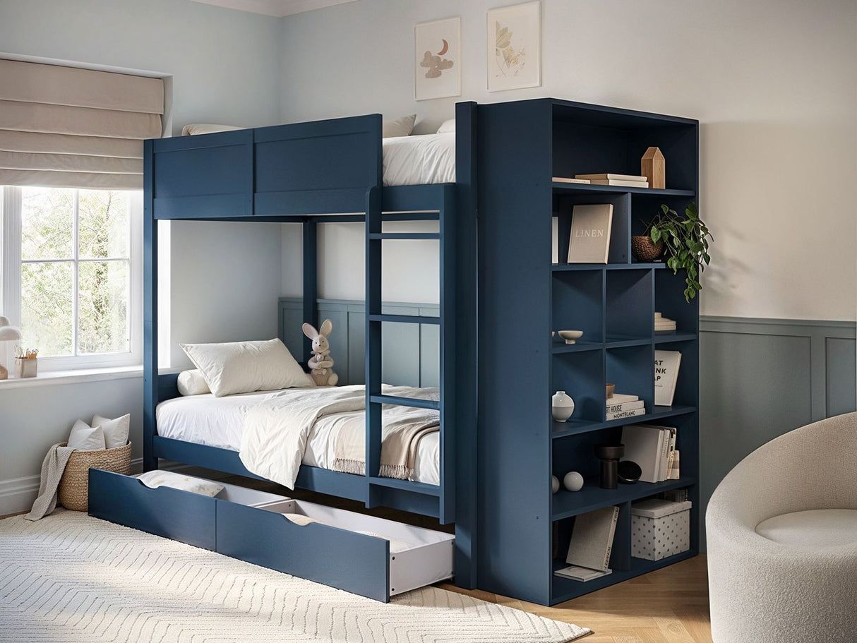Flair Ruby Wooden Bunk Bed with Storage Blue