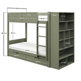 Flair Ruby Wooden Bunk Bed with Storage Green