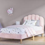 Flair Scallop Single Velvet Bed Frame Frame Pink