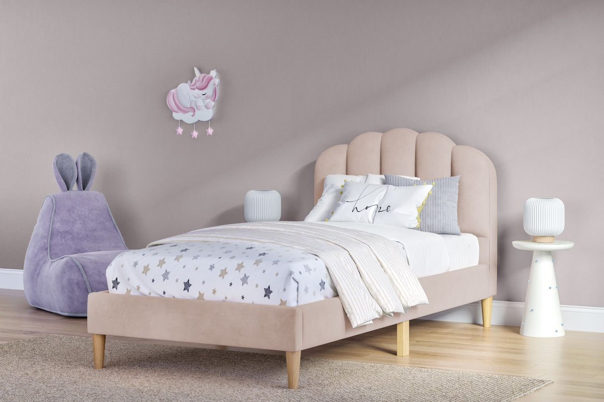 Flair Scallop Single Velvet Bed Frame Frame Pink