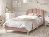 Flair Scallop Single Velvet Bed Frame Frame Pink