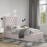 Flair Milan Single Velvet Ottoman Bed Pink
