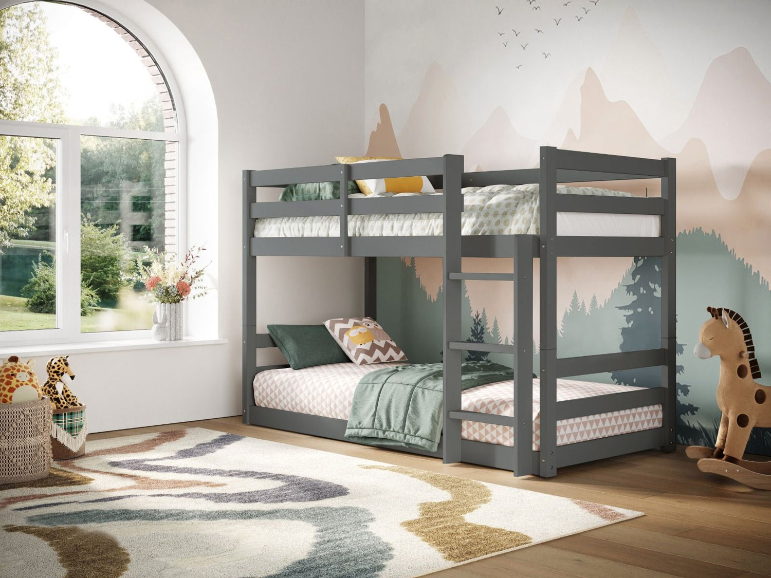 Flair Shasha Low Shorty Wooden Detachable Bunk Bed Grey