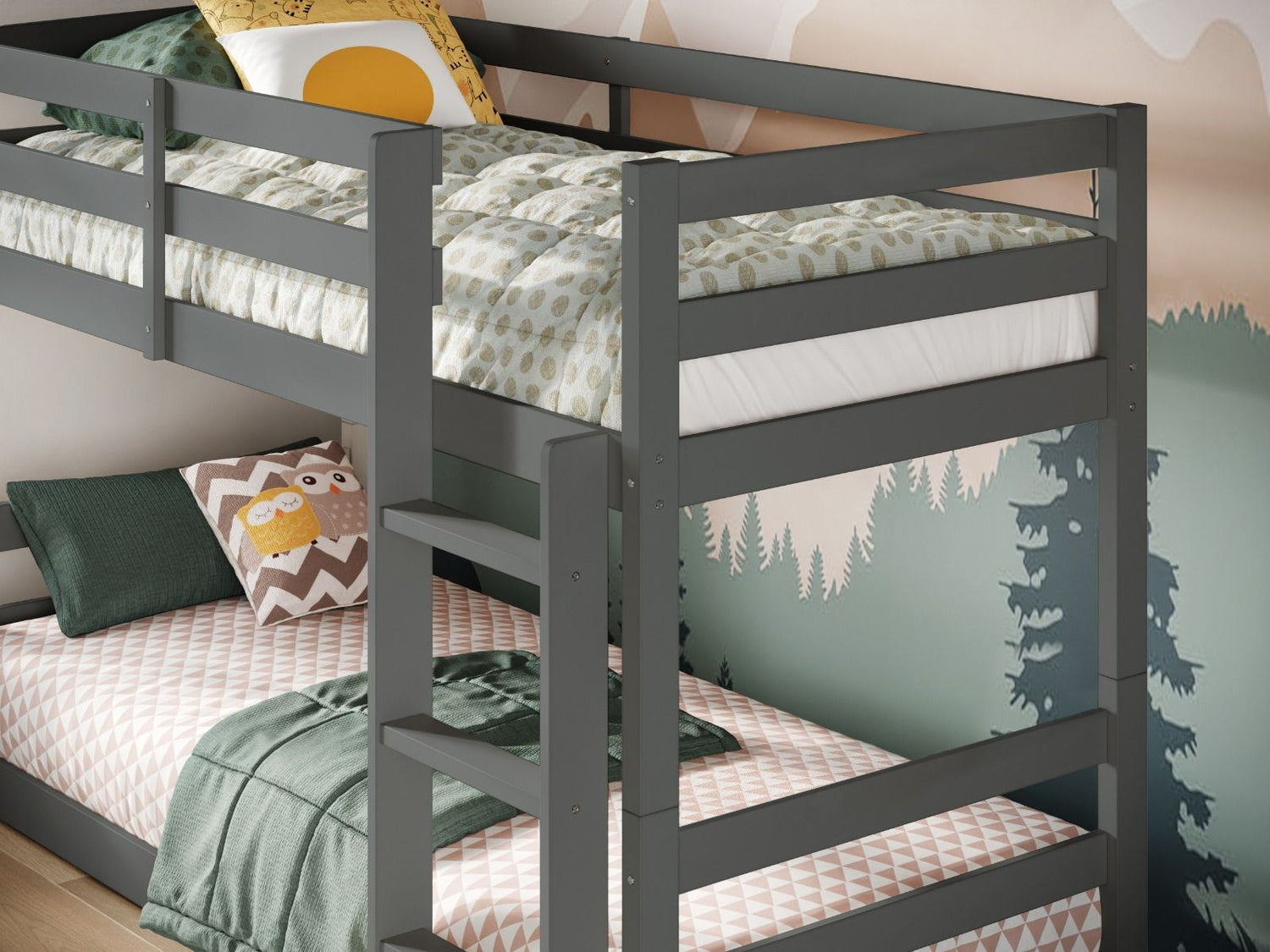 Flair Shasha Low Shorty Wooden Detachable Bunk Bed Grey