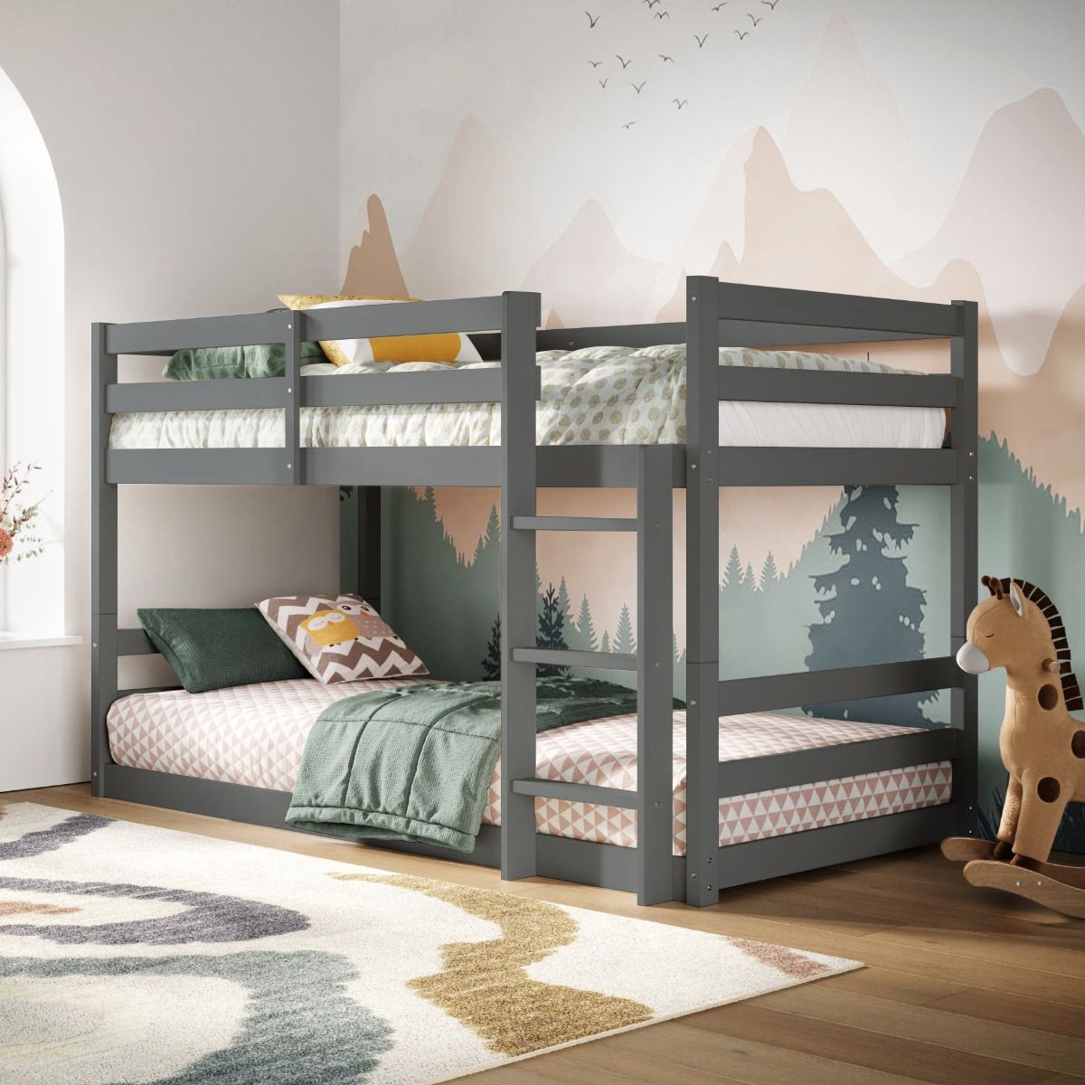 Flair Shasha Low Wooden Detachable Bunk Bed Grey