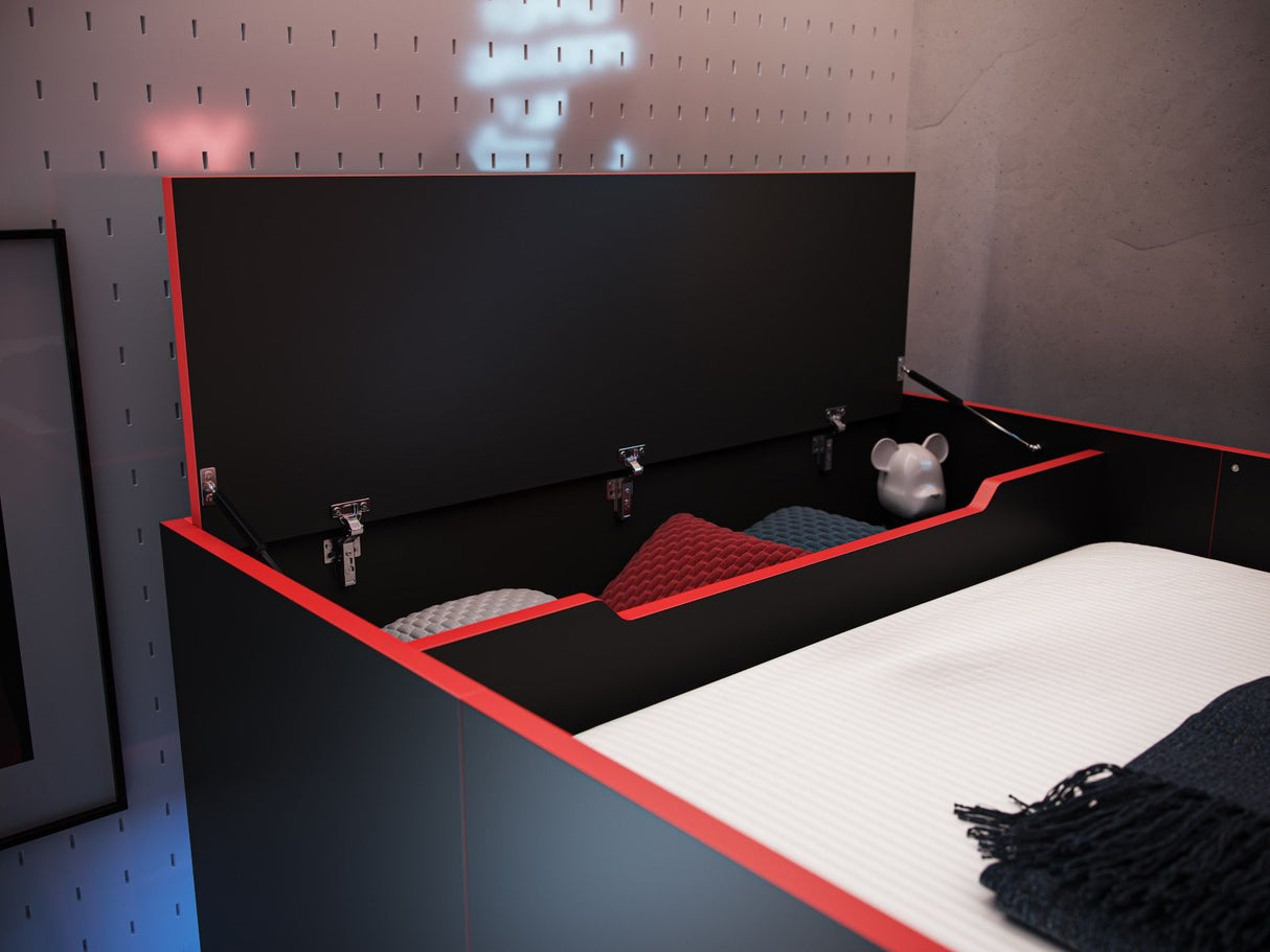 Recoil Shuttle Single LED Gaming High Sleeper Black & Red