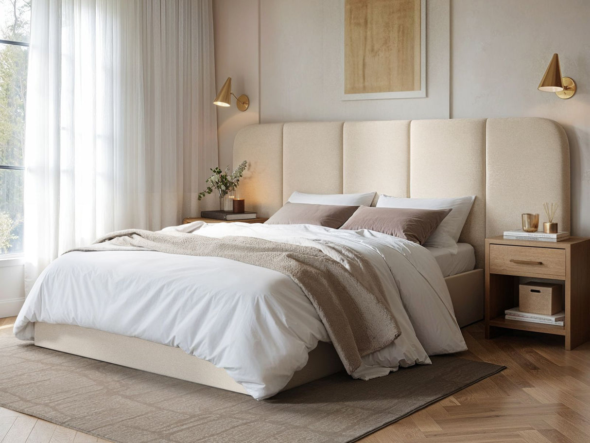 SOLACE+CO Sienna Hotel Ottoman Bed Cream Velvet Double