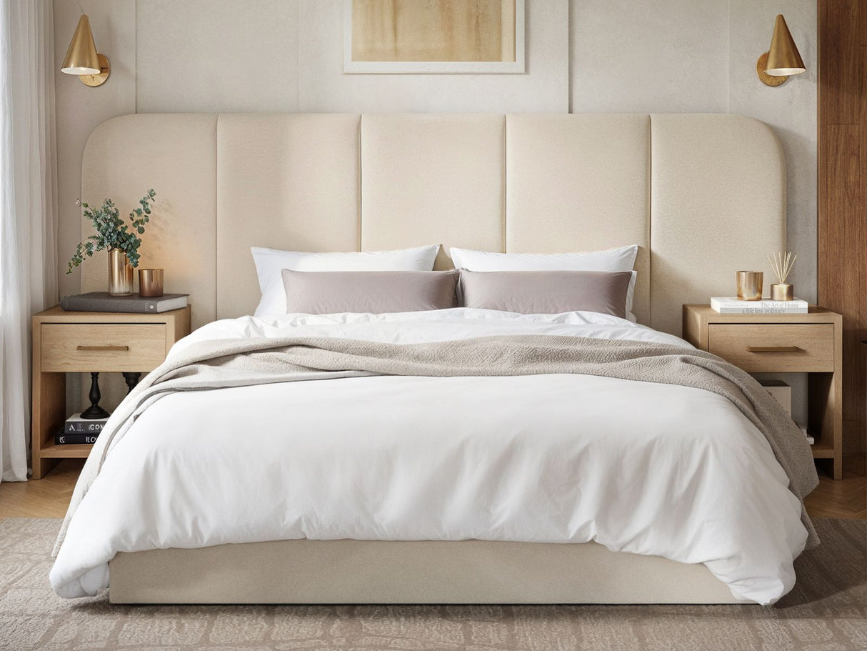 SOLACE+CO Sienna Hotel Ottoman Bed Cream Velvet Double