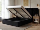 SOLACE+CO Sienna Hotel Ottoman Bed Black Velvet Kingsize