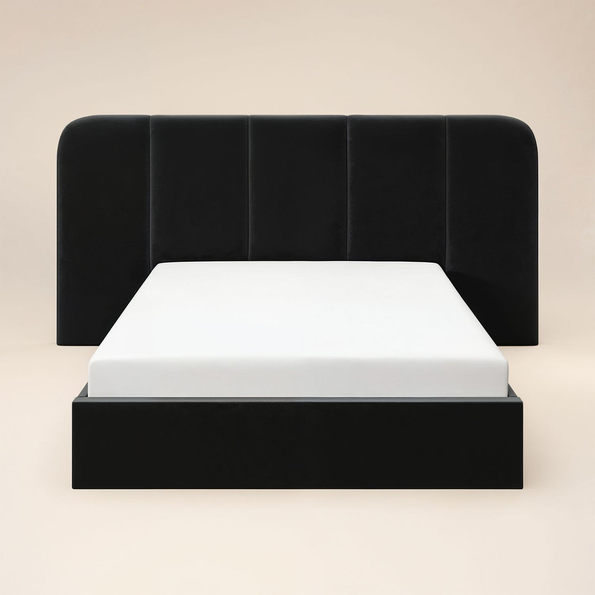 SOLACE+CO Sienna Hotel Ottoman Bed Black Velvet Kingsize