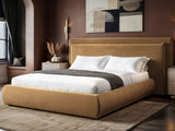 SOLACE+CO Sigrid Sand Velvet Cushion Headboard Ottoman Bed Kingsize