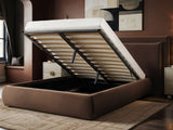 SOLACE+CO Sigrid Chocolate Velvet Cushion Headboard Ottoman Bed Double