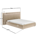 SOLACE+CO Sigrid Sand Velvet Cushion Headboard Ottoman Bed Double