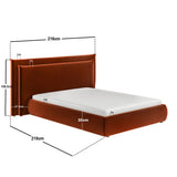 SOLACE+CO Sigrid Burnt Orange Velvet Cushion Headboard Ottoman Bed Double