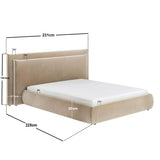 SOLACE+CO Sigrid Sand Velvet Cushion Headboard Ottoman Bed Kingsize