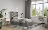 Flair Milan Single Velvet Ottoman Bed Grey