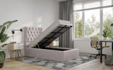 Flair Milan Single Velvet Ottoman Bed Pink