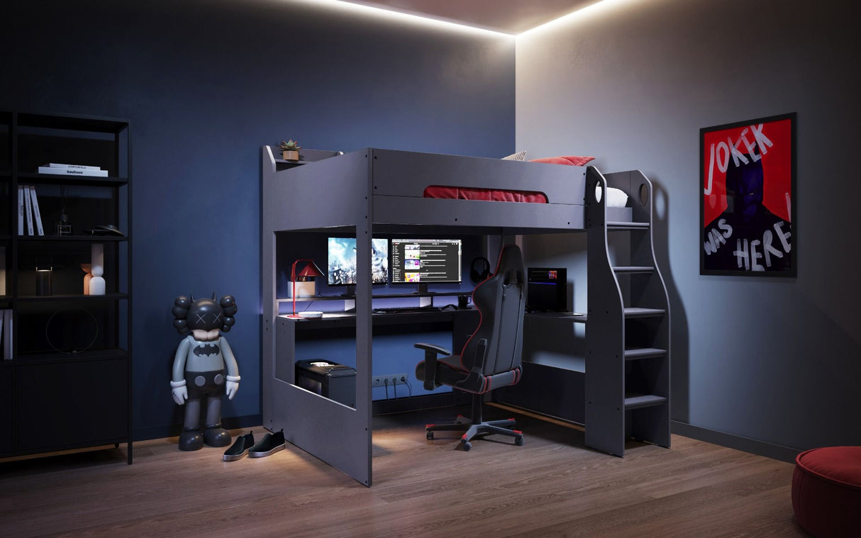 Flair Skyhigh Small Double Gaming High Sleeper Anthracite