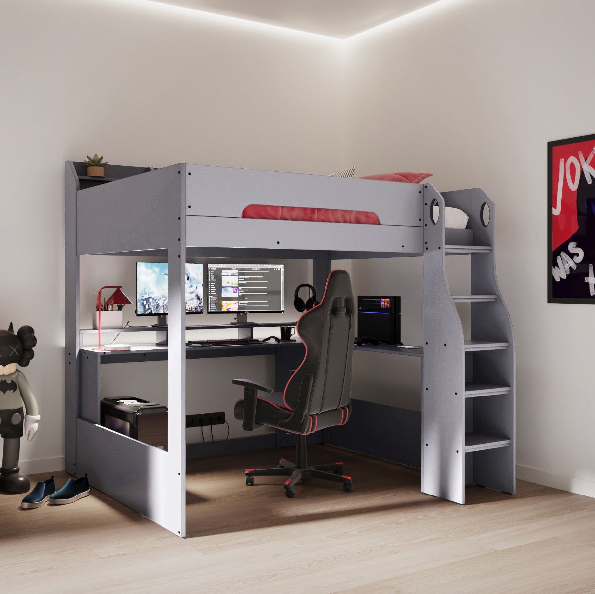 Flair Skyhigh Small Double Gaming High Sleeper Anthracite