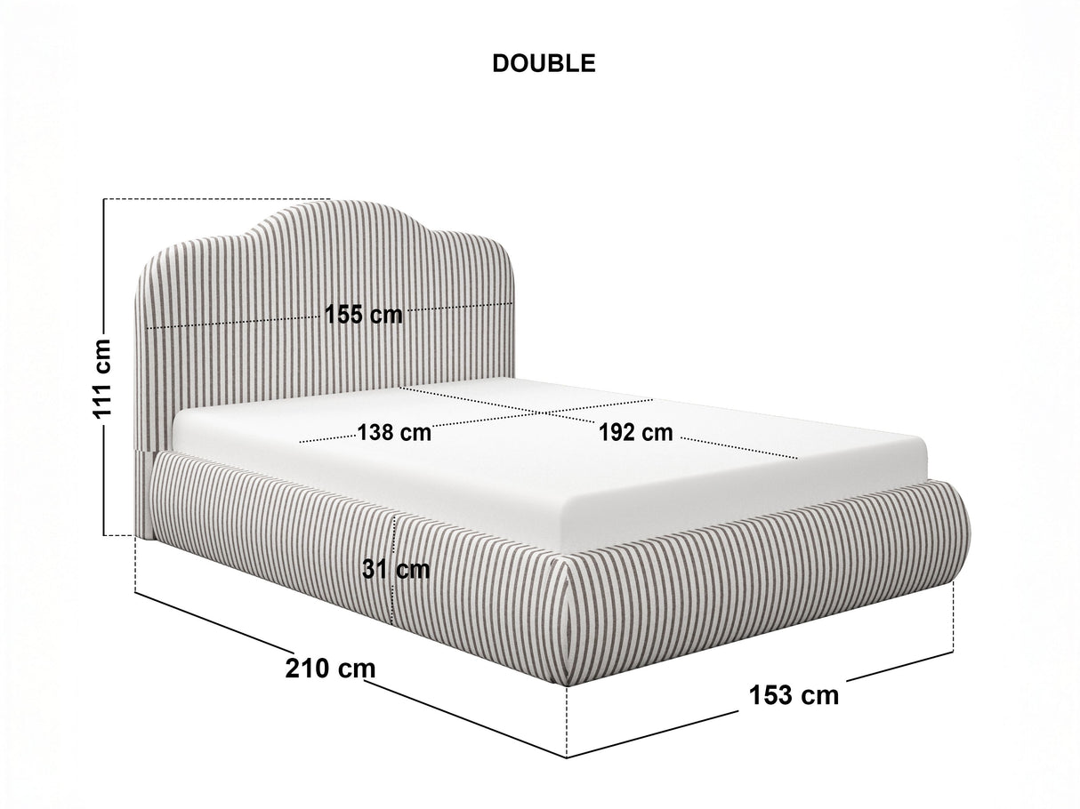 SOLACE+CO Skylynn Cloud Ottoman Bed Brown Striped-Double
