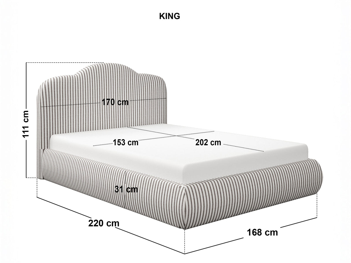 SOLACE+CO Skylynn Cloud Ottoman Bed Brown Striped-Double