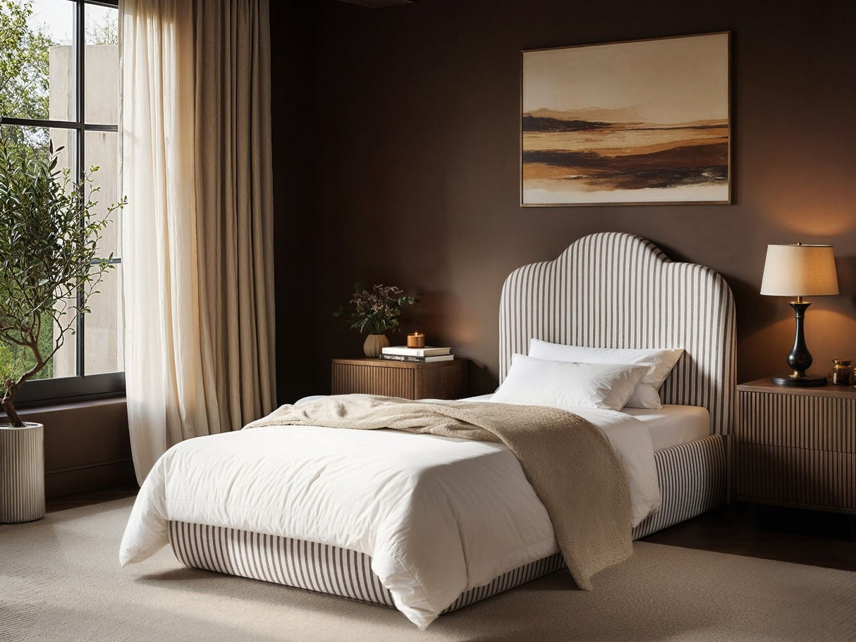 SOLACE+CO Skylynn Cloud Ottoman Single Bed Brown Striped