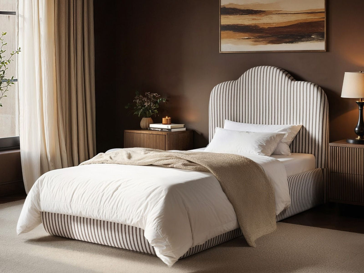 SOLACE+CO Skylynn Cloud Ottoman Single Bed Brown Striped