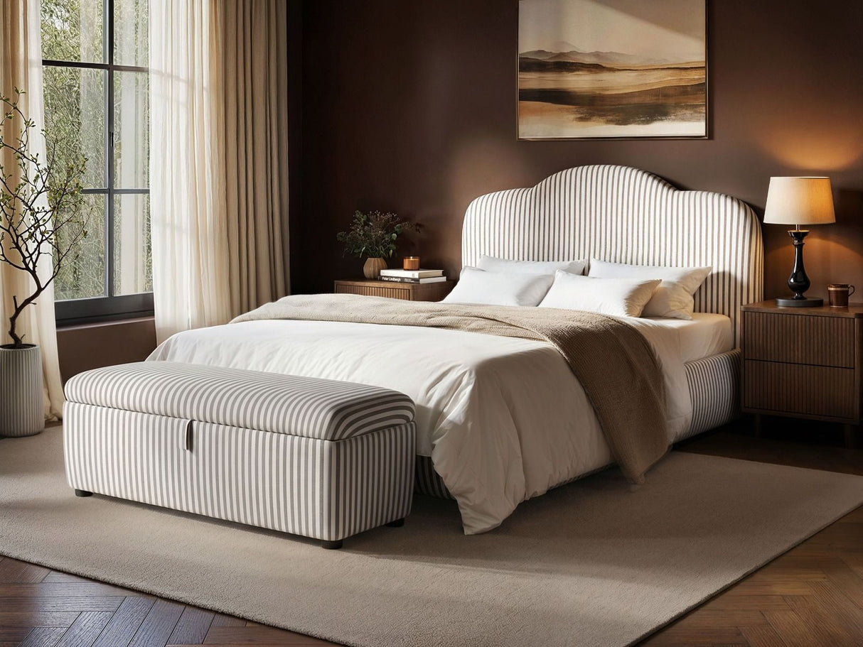 SOLACE+CO Skylynn Cloud Ottoman Bed Brown Striped-Double