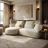 SOLACE+CO Lia Large L-shaped 4 Seater Sofa Cream Chenille