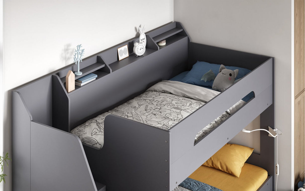 Flair Slick Staircase Bunk Bed with Storage Grey