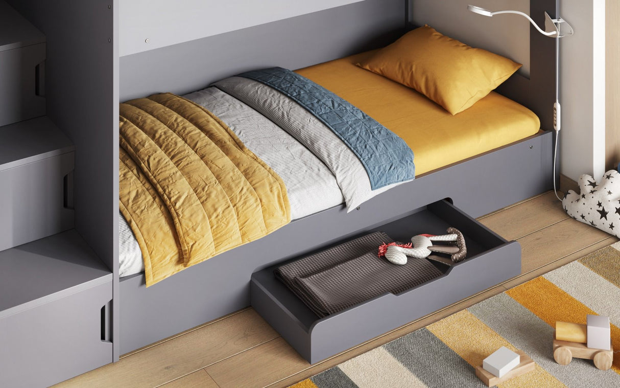 Flair Slick Staircase Bunk Bed with Storage Grey