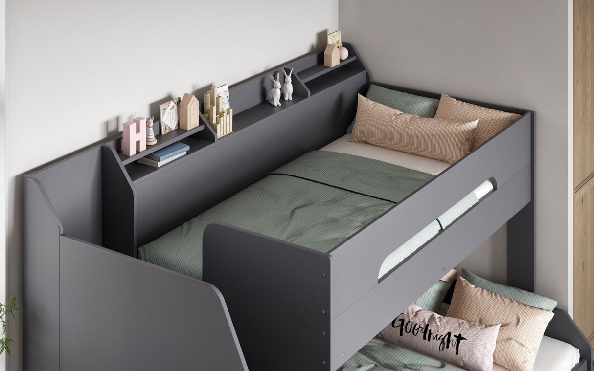 Flair Slick Staircase Triple Bunk Bed with Storage Grey